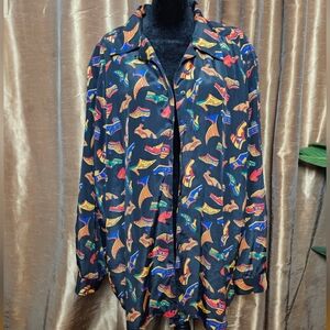 Vintage galinda wang Colorful shoe print Blouse sz:Xl